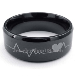 Zwarte Titanium Ronde Ring