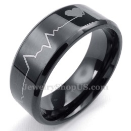 Zwarte Titanium Ronde Ring