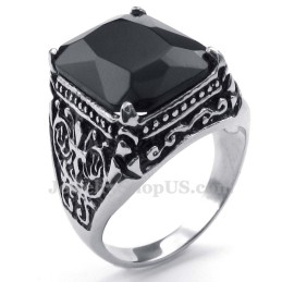 Titanium Ring Met Zwarte Zirkoon