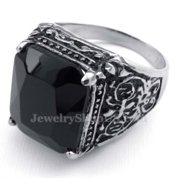 Titanium Ring Met Zwarte Zirkoon