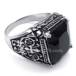 Titanium Ring Met Zwarte Zirkoon