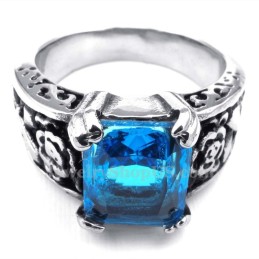 Titanium Ring Met Blauwe Zirkoon