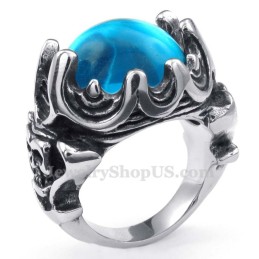 Titanium Ring Met Blauwe Zirkoon