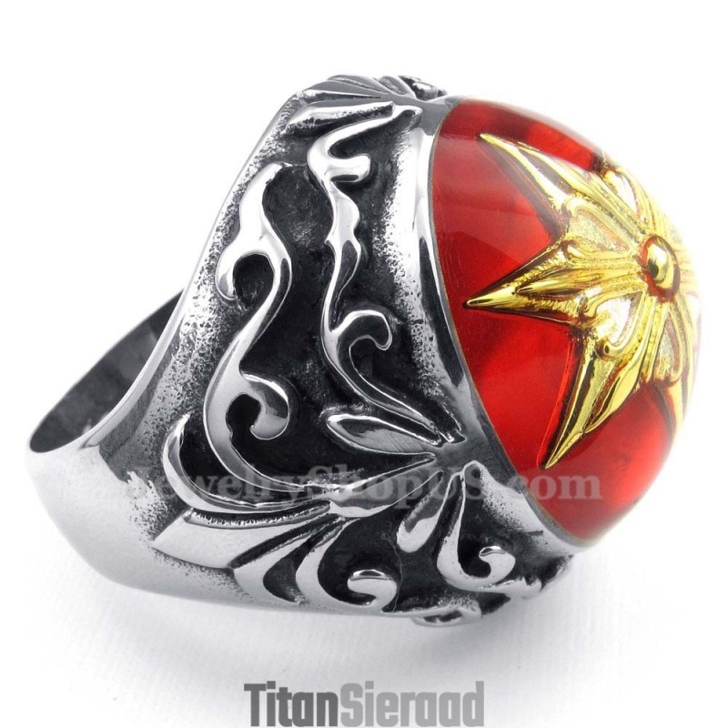 Gouden Davidster Titanium Ring Gouden Davidster Titanium Ring