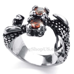Titanium Pootring Met Rode Strass
