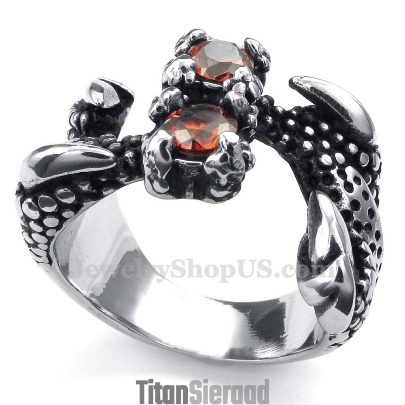 Titanium Pootring Met Rode Strass Titanium Pootring Met Rode Strass