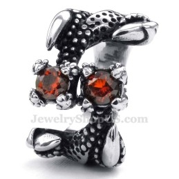 Titanium Pootring Met Rode Strass
