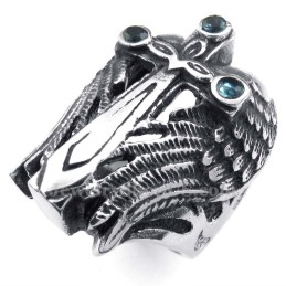 Titanium Kruisvleugelring Met Blauwe Zirkoon