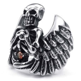 Titanium Schedelring Met Vleugel