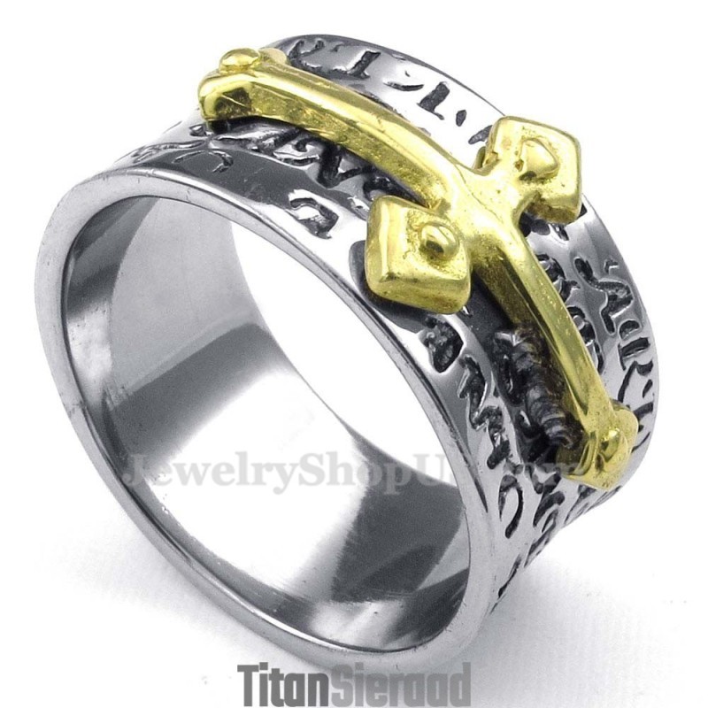 Titanium Gouden Kruisring