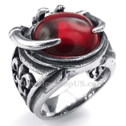 Titanium Ring Met Rode Zirkoon