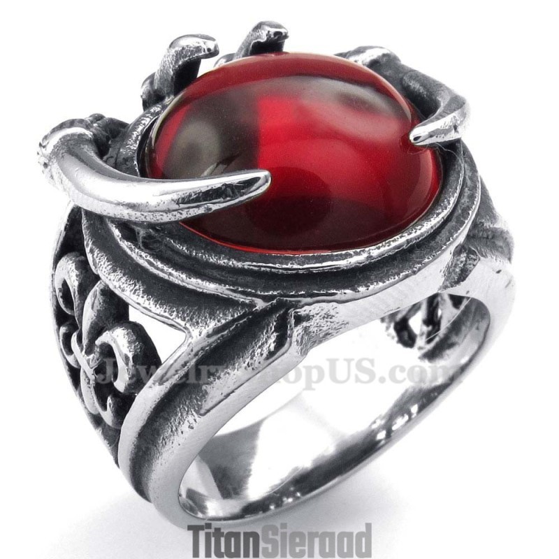Titanium Ring Met Rode Zirkoon