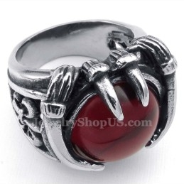 Titanium Ring Met Rode Zirkoon