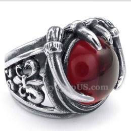 Titanium Ring Met Rode Zirkoon