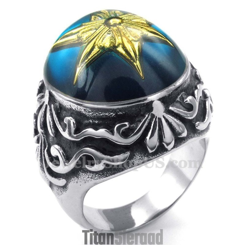 Gouden Davidster Titanium Ring Gouden Davidster Titanium Ring