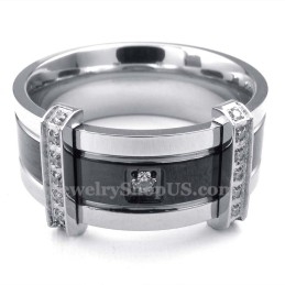 Heren Titanium Ring Met Witte Strass