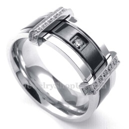 Heren Titanium Ring Met Witte Strass