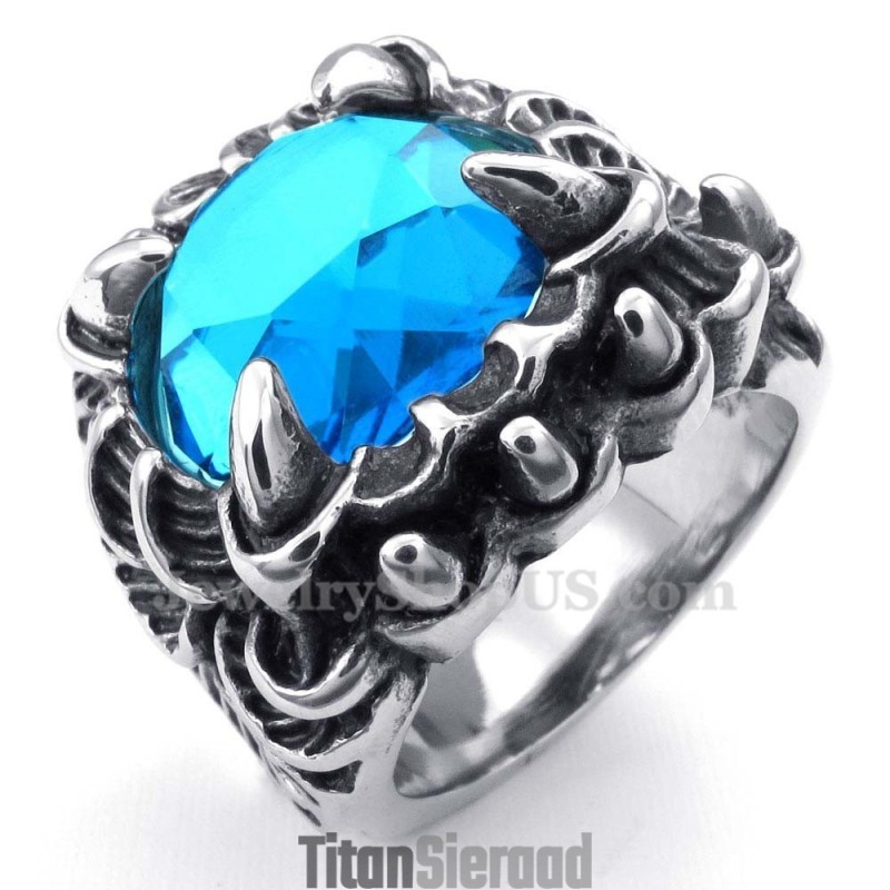 Titanium Ring Met Blauwe Zirkoon Titanium Ring Met Blauwe Zirkoon