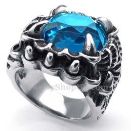 Titanium Ring Met Blauwe Zirkoon