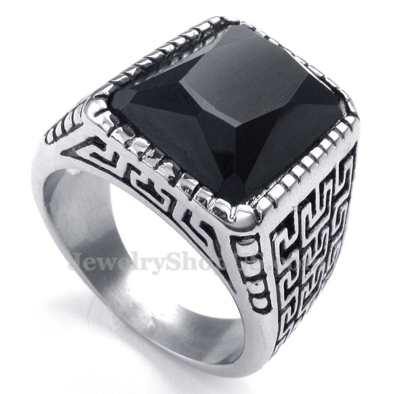 Heren Zwarte Zirkoon Titanium Ring Heren Zwarte Zirkoon Titanium Ring
