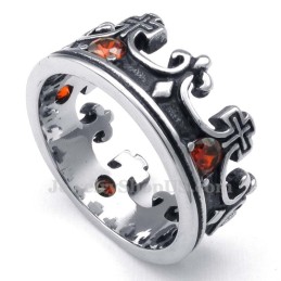 Titanium Imperial Crown Ring Met Rode Zirkoon
