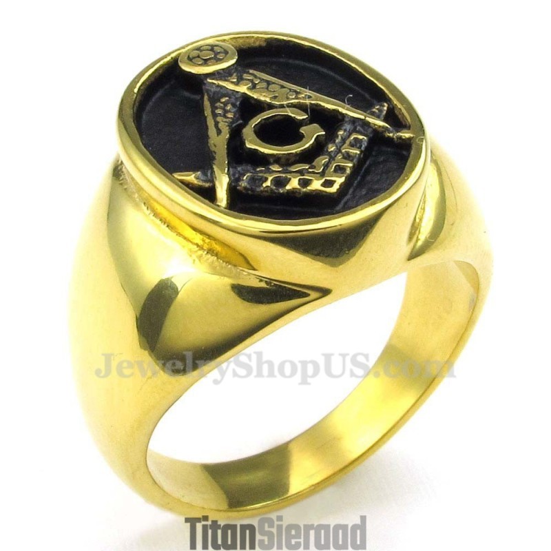 Gouden Titanium Vrijmetselaarsring