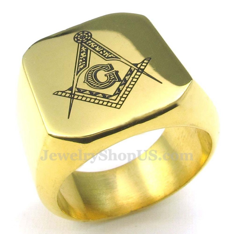 Gouden Titanium Vrijmetselaarsring