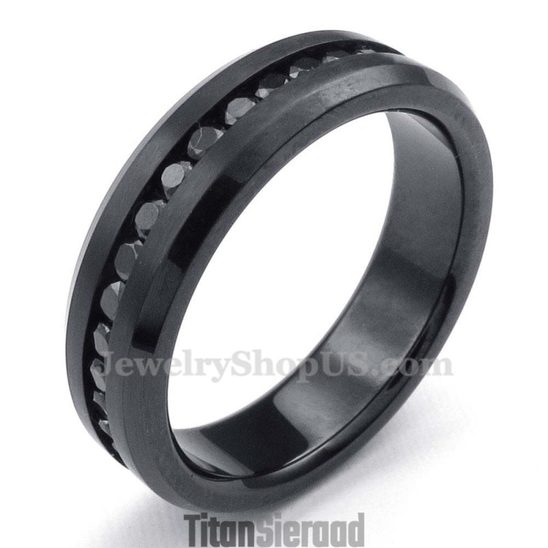 Zwarte Titanium Ring Met Strass Zwarte Titanium Ring Met Strass