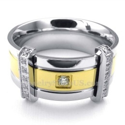 Mode Gouden Zilveren Titanium Ring Met Strass