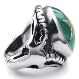 Gouden Vijfpuntige Ster Titanium Groene Ring