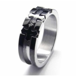 Kruis Ingelegde 6 Mm Zwarte Titanium Ring