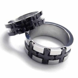 Kruis Ingelegde 6 Mm Zwarte Titanium Ring