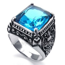 Blauwe Zirkoon Titanium Ring