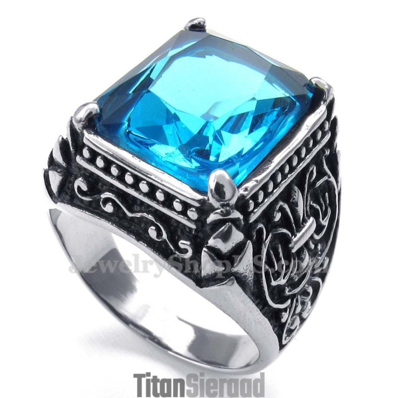 Blauwe Zirkoon Titanium Ring Blauwe Zirkoon Titanium Ring