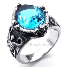 Blauwe Zirkoon Titanium Ring