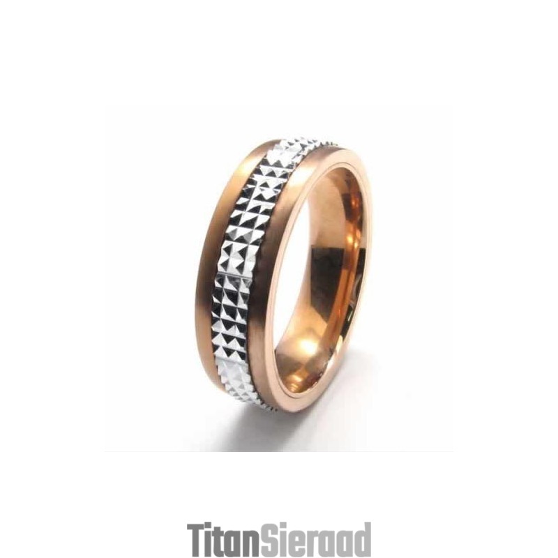 6 Mm Titanium En Vergulde Ingelegde Ring 6 Mm Titanium En Vergulde Ingelegde Ring
