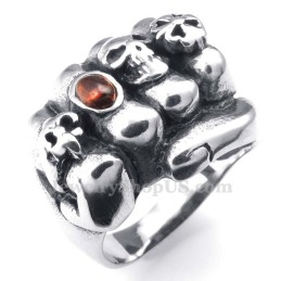 Titanium Vuistring Met Rode Zirkoon