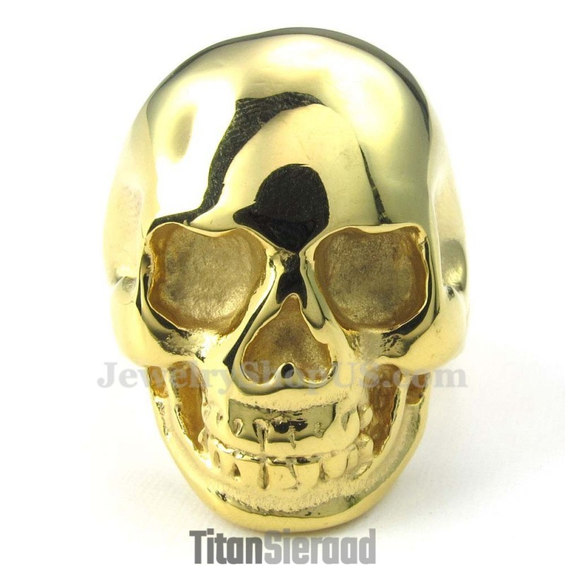 Gouden Schedel Titanium Ring Gouden Schedel Titanium Ring