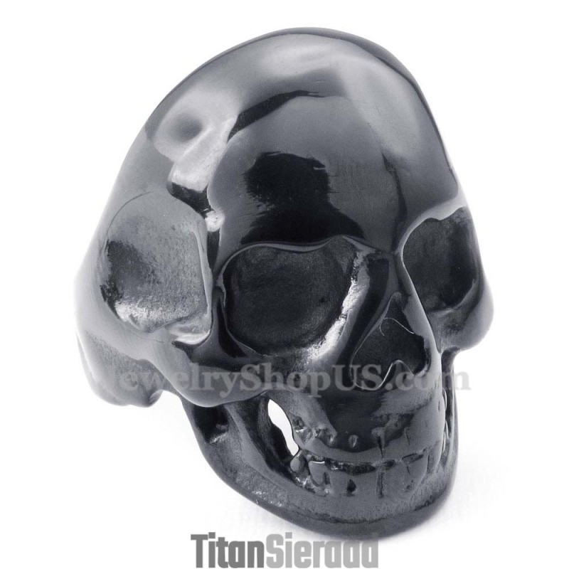 Zwarte Titanium Schedelring Zwarte Titanium Schedelring