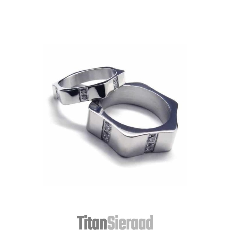 Diamanten Zetting 6 Mm Titanium Ingelegde Ring Diamanten Zetting 6 Mm Titanium Ingelegde Ring