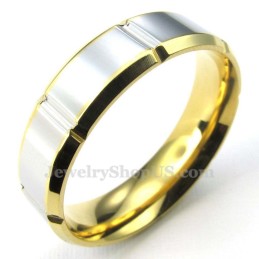 Mode Zilveren Gouden Titanium Ring (Heren)