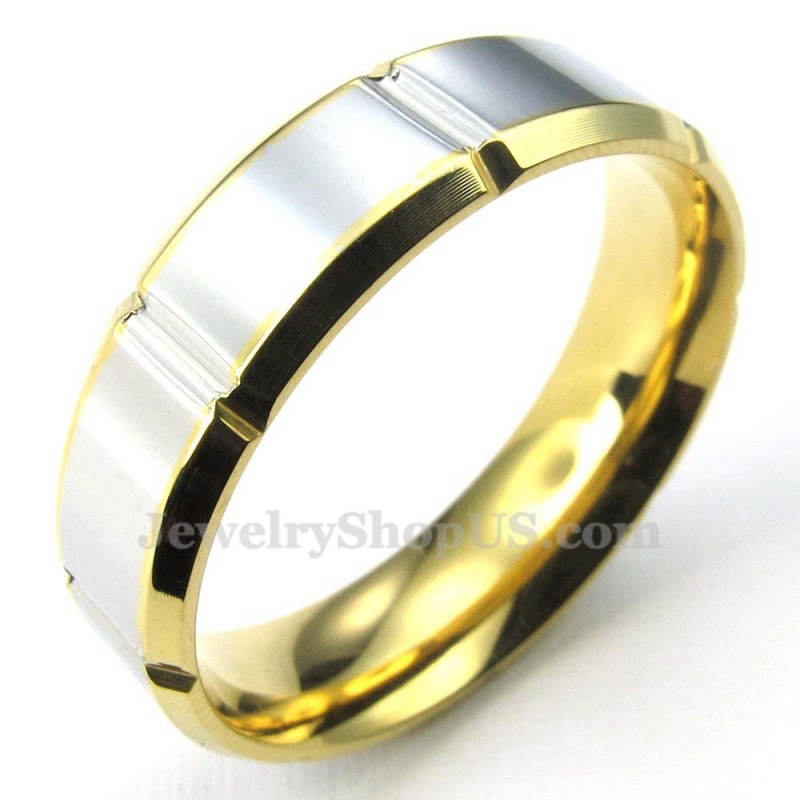 Mode Zilveren Gouden Titanium Ring (Heren)