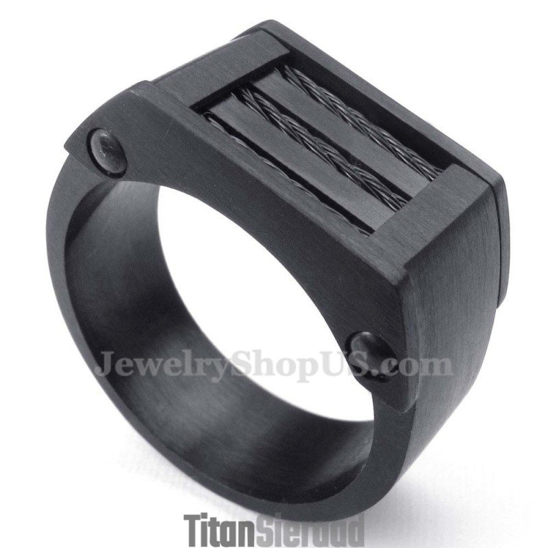Zwarte Draad Titanium Ring Zwarte Draad Titanium Ring