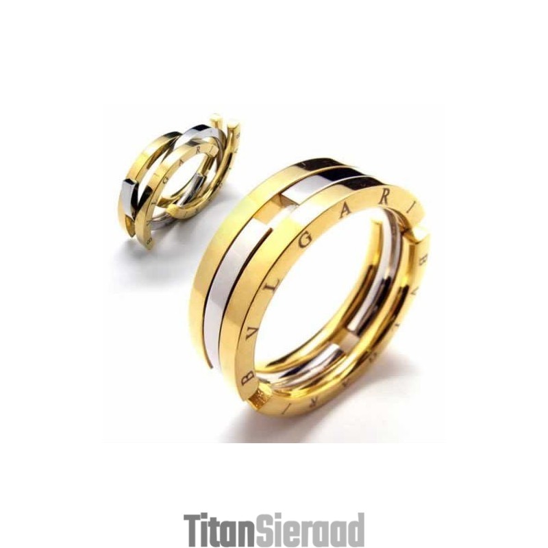 8 Mm Titanium En Gouden Puzzelring 8 Mm Titanium En Gouden Puzzelring