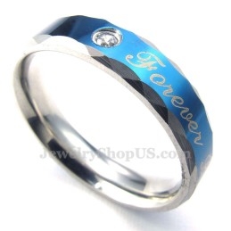 Forever Love Blauwe Titanium Koppelring (Heren)