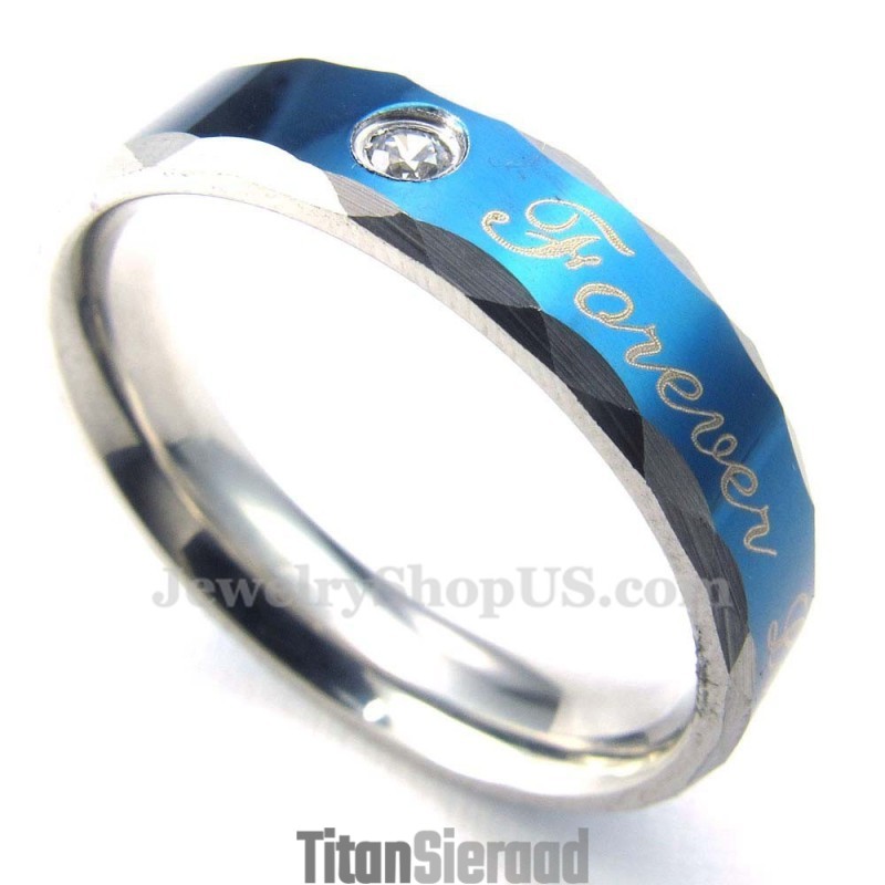 Forever Love Blauwe Titanium Koppelring (Heren)