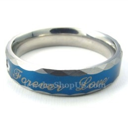 Forever Love Blauwe Titanium Koppelring (Heren)