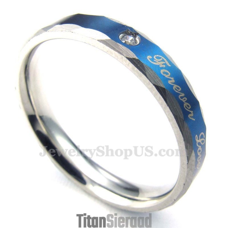 Forever Love Blauwe Titanium Koppelring (Dames)