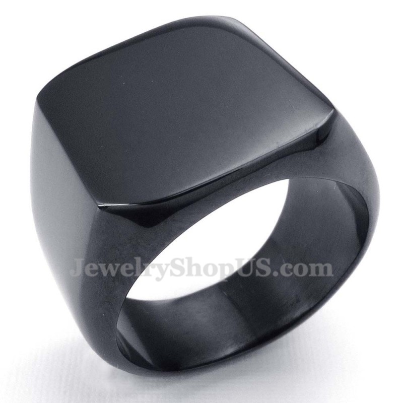 Heren Zwarte Titanium Gladde Ring Heren Zwarte Titanium Gladde Ring