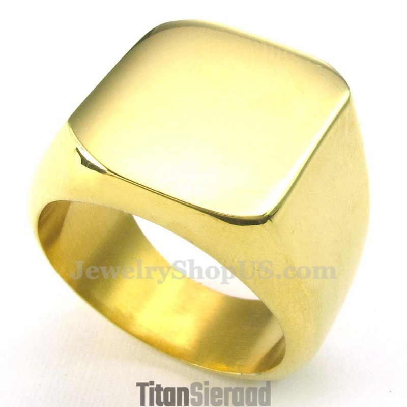 Heren Gouden Titanium Gladde Ring Heren Gouden Titanium Gladde Ring
